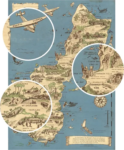 Vista 4 de Rompecabezas de 1000 piezas Mapa histórico de la isla histórica de Guam - 1958 Guam Puzzle para adultos