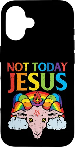 Vista 32 de Today Not Jesus Satan Goat Satanic Rainbow Satanism Gift Case for iPhone 17