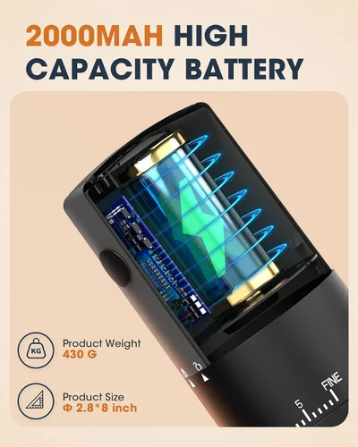 Vista 6 de CEVING Primer Molinillo de Café Recargable que Muele Mientras se Carga, Molienda 1.7X Más Rápida con 38 Configuraciones Ajustables Externas, Fresas