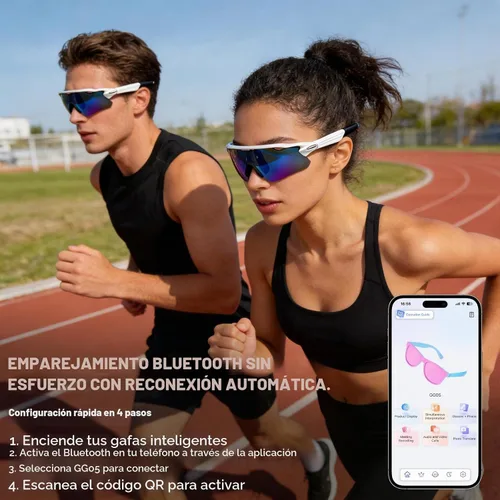 Vista 4 de Lentes de sol inteligentes Bluetooth para hombres y mujeres, con altavoz de oreja abierta con control táctil, lente polarizada UV400, tiempo