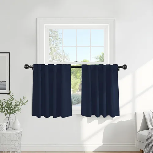 Vista 63 de PONY DANCE Cortinas cortas con aislamiento térmico para ventana pequeña, para guardería, baño, cocina, lavandería, caravana, sótano, 29 pulgadas