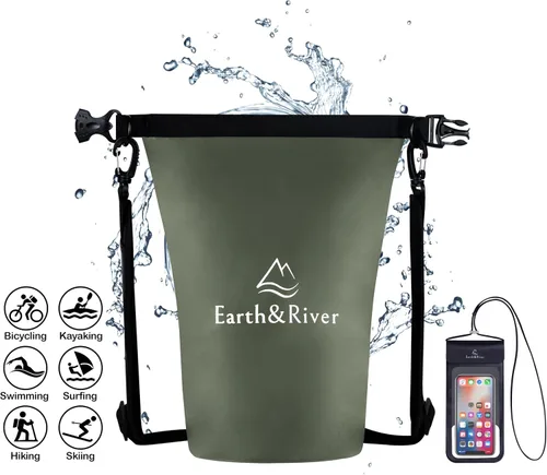 Vista 9 de EARTH&RIVER Mochila seca impermeable de alta calidad, extra gruesa, protección para todas las actividades acuáticas y campamentos, bolsa seca ligera