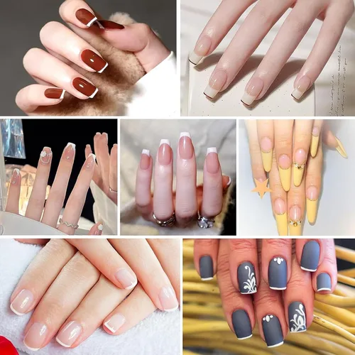 Vista 7 de 2880 piezas de puntas francesas, plantillas de uñas, diseño de uñas en forma de luna, calcomanías autoadhesivas para uñas francesas, tiras
