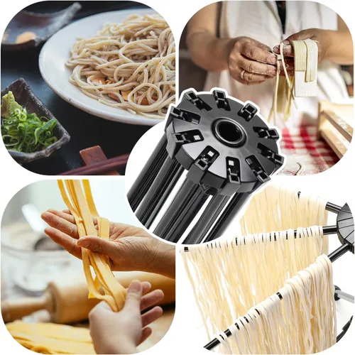 Vista 2 de Secador de pasta plegable Cambom - Secador de espaguetis y fideos de plástico con 10 asas de barra en negro