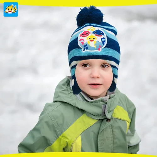 Vista 5 de Nickelodeon Baby Shark - Juego de gorro y manoplas de invierno cálido para niños de 2 a 4 años, 2-4T