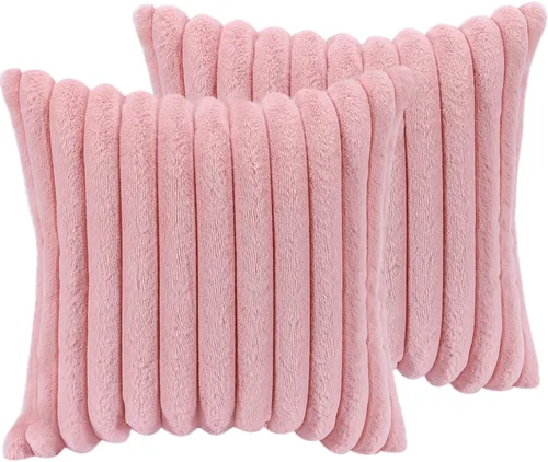 Vista 12 de Juego de 2 fundas de almohada decorativas de 16 x 16 pulgadas, fundas decorativas de piel sintética para cama, sofá, funda de almohada suave y Negro