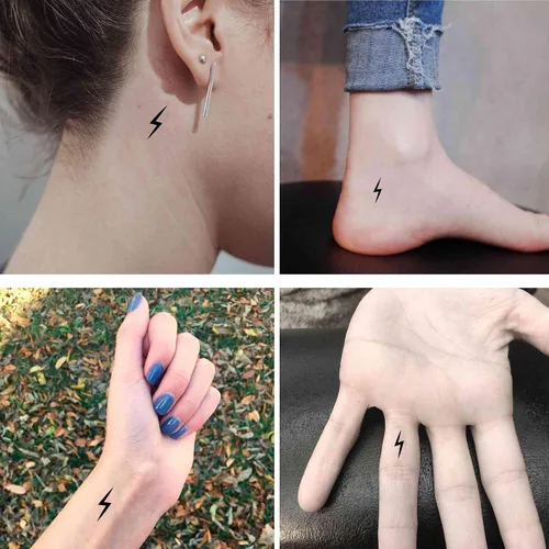 Vista 3 de Tattoonova 6 hojas de tatuajes temporales para hombre, relámpagos, recuerdos de fiesta, trueno, cuerpo, cara, número de tatuajes falsos