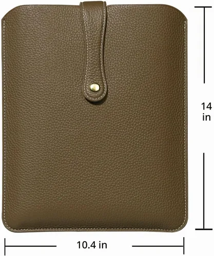 Vista 2 de Funda de cuero real para portátil de 14 pulgadas - MacBook-Pro M1 Gris