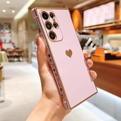 Vista 140 de phylla Funda de teléfono compatible con Samsung Galaxy A12 de 6.5 pulgadas, lindo corazón chapado en oro, elegante funda de lujo para mujer