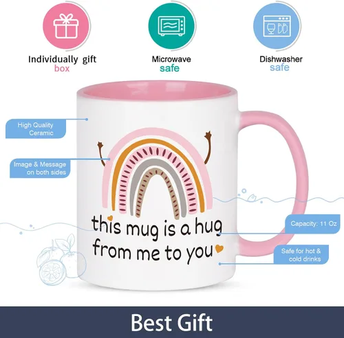 Vista 5 de Cabtnca Taza de abrazo de amistad – This Mug Is A Hug From Me To You – Regalo inspirador de aliento para mujeres, mejor amiga, mamá, compañera