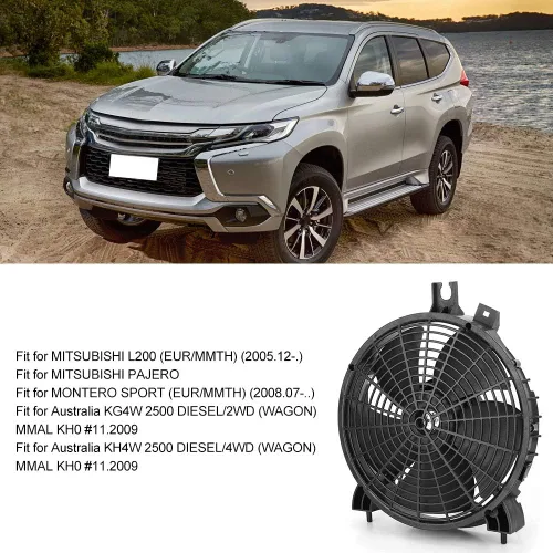 Vista 2 de Fydun Reemplazo de condensador Ventilador de refrigeración Aire acondicionado de coche Ventilador de hoja curvada para L200 Pajero Sport KH4W OE