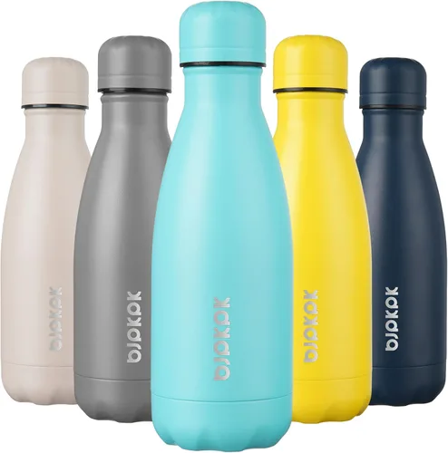 Vista 20 de [Usado] BJPKPK Botella de agua pequeña aislada de 12 onzas, frasco a prueba de A-azul