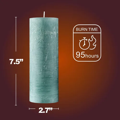 Vista 5 de SPAAS - Velas rústicas de pilar verde – Juego de 4 velas decorativas de 2.7 x 7.5 pulgadas – Velas de pilar rústicas sin perfume sin olor