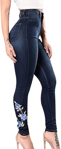 Vista 3 de TIMEMEANS Jeans sexys de mujer ajustados, lavados y desgastados, con agujeros rasgados, Suave, M