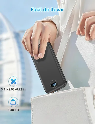 Vista 8 de Ffnpua Cargador portátil Power Bank 10000mAh PD20W con cables incorporados