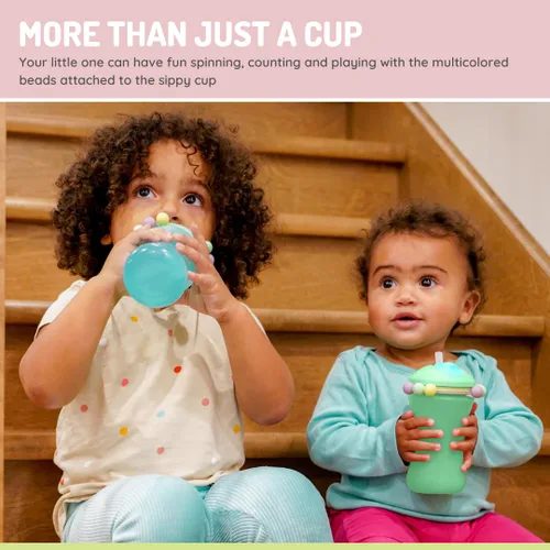 Vista 7 de melii Abacus - Vaso para sorber de paja de 11.5 onzas para niños pequeños y bebés (menta 1 paquete)