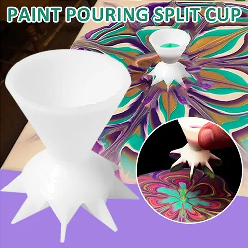 Vista 3 de Taza dividida para verter pintura, mini embudo dividido de 7 patas, mini embudo para verter flores, pintura de bricolaje, embudo para verter
