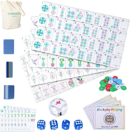 Vista 13 de Juego de azulejos de Mahjong americano de 4 capas para amantes de Púrpura pálido-2