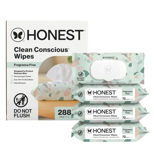 Vista 23 de The Honest Company - Toallitas limpiadoras para bebé con 99% de agua, respetuosas con el medioambiente, a base de plantas, hipoalergénicas