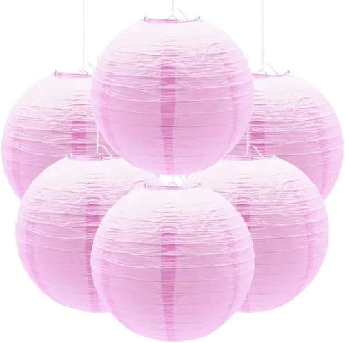 Vista 12 de 6 linternas de papel decorativas redondas colgantes