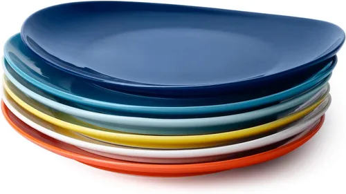 Vista 13 de Sweese Platos de postre de porcelana – Platos de ensalada de 7.8 pulgadas, platos pequeños para aperitivos, juego de 6 – Lavavajillas, microondas