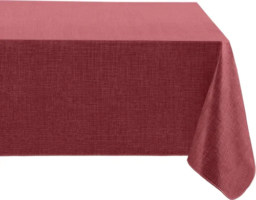 Vista 15 de Elrene Home Fashions - Mantel de vinilo con respaldo de franela inspirado en lino Monterey, resistente al agua y a las manchas, 52 pulgadas X 52 Azul