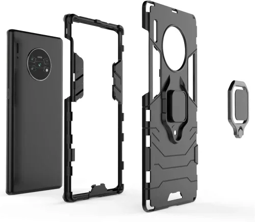 Vista 5 de Compatible con Huawei Mate 30 Pro, funda Huawei Mate30 Pro 5G, soporte de anillo de metal, parachoques duro a prueba de golpes