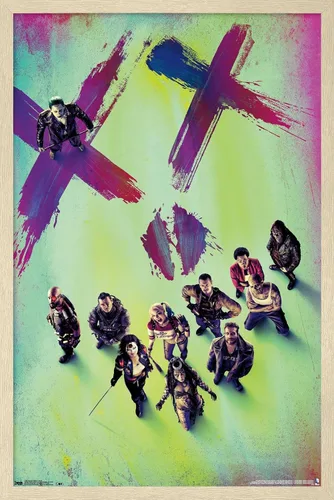 Vista 7 de Trends International - Póster de película de DC Comics - Escuadrón Suicida - Teaser, 14.725 x 22.375 in, versión enmarcada de Barnwood Versión