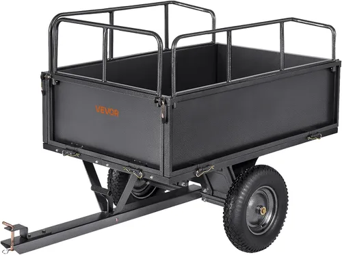 Vista 10 de VEVOR 10 pies cúbicos y 500 libras de remolque para ATV con función de descarga, remolque de utilidad para UTV de carga pesada, remolque de descarga