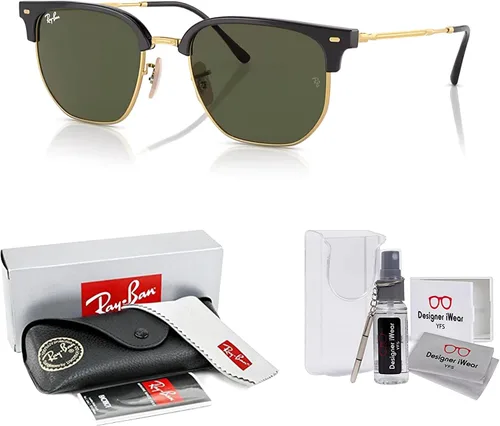 Vista 2 de Ray-Ban RB4416 - Gafas de sol hexagonales de metal Clubmaster para hombre y mujer + paquete con kit de gafas de diseñador iWear