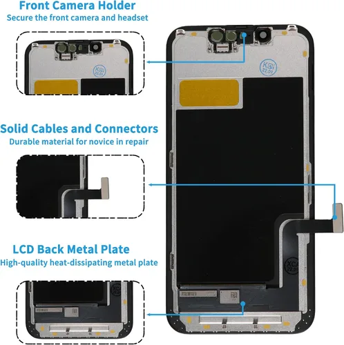 Vista 2 de Ayake Reemplazo de pantalla para iPhone 13 Mini, pantalla LCD FHD de 5.4 pulgadas y pantalla digitalizadora táctil, True Tone programable, Face ID