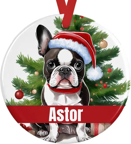 Vista 5 de Personalized Fawn Pug Ceramic Christmas Ornament, 3-Inch