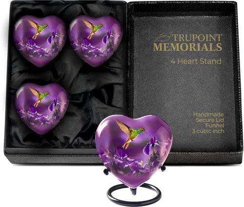 Vista 8 de Trupoint Memorials Urnas pequeñas para recuerdo de cenizas humanas, mini urna de cremación decorativa para hombres y mujeres adultos, juego de 4
