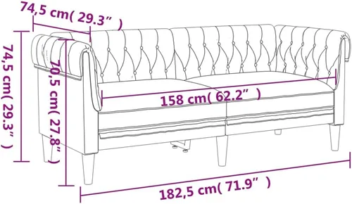 Vista 2 de vidaXL Juego de sofá - 2 y 3 plazas - Tela marrón - Sillón moderno para sala de estar