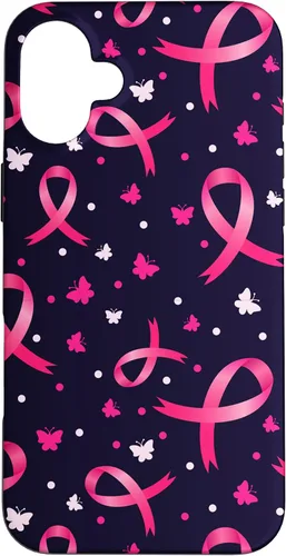 Vista 23 de Funda de soporte para iPhone 17 de mujeres de concientización sobre el cáncer de mama con patrón de cinta rosa