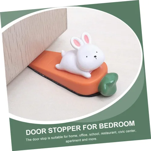 Vista 8 de Ciieeo Tope de puerta de conejo de dibujos animados de 5.51 x 2.75 x 1.96 pulgadas, soporte de pared para puerta de vinilo para puerta, protector