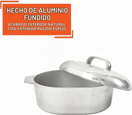 Vista 4 de IMUSA Asador ovalado de aluminio fundido Cajun de 11 pulgadas de alto con tapa