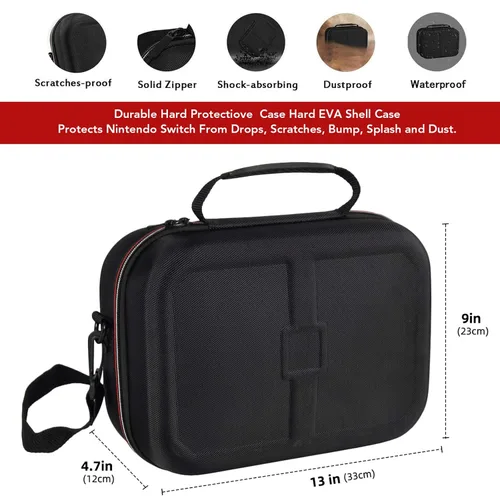 Vista 6 de Deluxe Travel Carrying Case for Nintendo Switch Switch Lite, Sturdy Hard Shell Carrying Bag for Storage Switch Console, Dock, Pro Controller