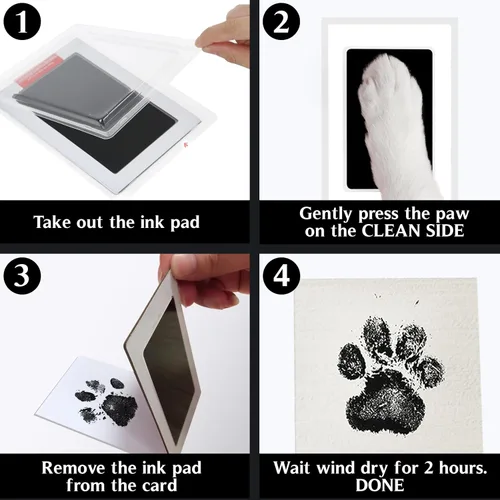 Vista 8 de vinatimes Caja de sombra de regalo conmemorativo para mascotas de 8.6 pulgadas, soporte para collar negro, marco de fotos, kit de tinta de pata