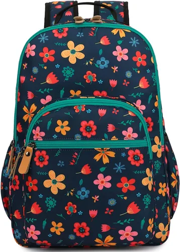 Vista 85 de Leaper Mochila para laptop para mujer: linda mochila floral para escuela, universidad, viajes, trabajo, mochila ligera para niños, Negro margarita