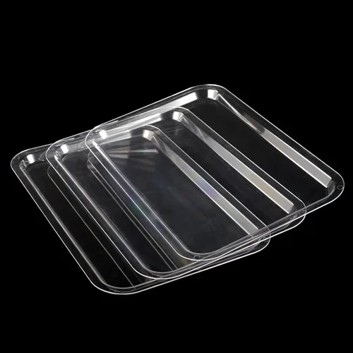 Vista 3 de YBSVO Bandeja de acrílico transparente para panadería, 20 1/4" x 13 7/16", paquete de 3