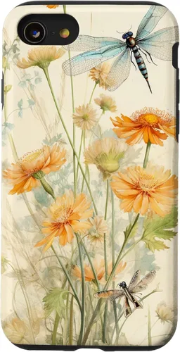 Vista 18 de Cute Vintage Illustration Daisy Flowers Dandelion Dragonfly Case for iPhone 17