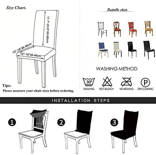 Vista 7 de Shukii Fundas elásticas para sillas de comedor, impermeables, de piel sintética, fundas protectoras universales para sillas de comedor, cocina Beige