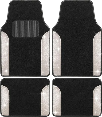 Vista 18 de Carbella Juego de 4 Alfombrillas de Coche con Diamantes Brillantes Estilo Bling, Alfombrillas de Suelo de Coche de Cristal de Strass Brillante