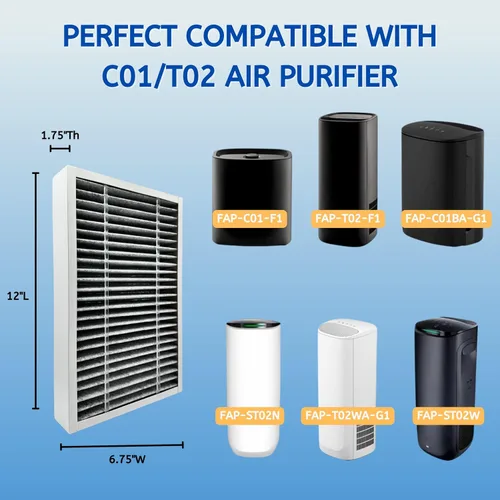 Vista 3 de Nispira F1 C01 T02 Filtro HEPA de reducción de olores de carbono para purificador de aire de habitación 3M Filtrete FAP-C01-F1, FAP-T02-F1