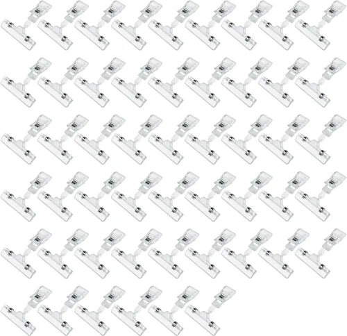 Vista 18 de Clips de etiqueta de precio giratorios de doble cara de plástico, paquete de 12 unidades para señales y exhibiciones de ropa