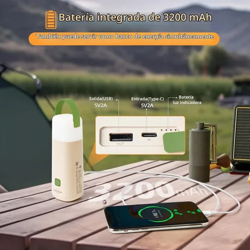Vista 4 de Dawnrise Linterna LED recargable para acampar con 4 modos, hasta 350 horas