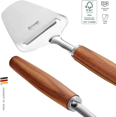 Vista 2 de triangle Cheese Plane - Rebanadas uniformemente quesos suaves y duros, mango de madera de ciruela, apto para lavavajillas, colección Sense