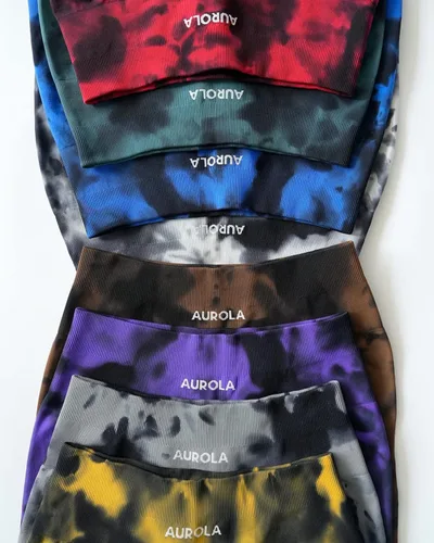 Vista 4 de AUROLA Dream Tie Dye Workout Shorts for Women Seamless Scrunch Soft Active Shorts