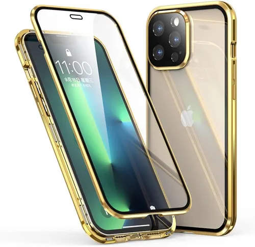 Vista 14 de Funda magnética para iPhone 13 Pro Max de 360 grados de cuerpo completo, lente de cámara integrada y protector de pantalla, color negro